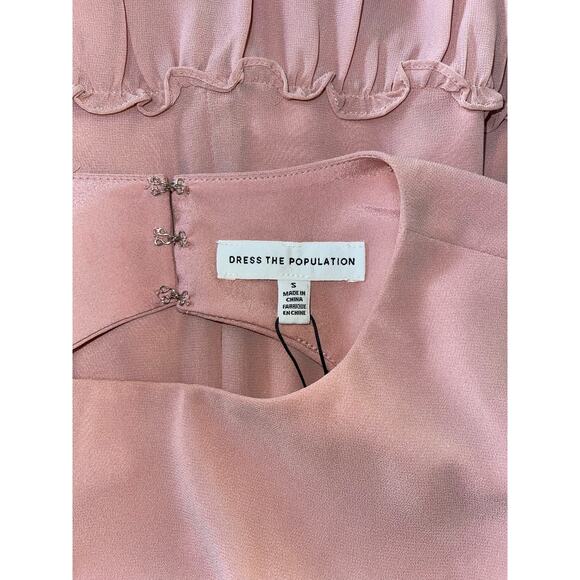NWT Womens Dress The Population Paola Blush Tiered Blouson-Sleeve‎ Dress Size S - Picture 7 of 11